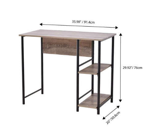 JR Home Collection Industrial Look Computer Desk with Side Storage