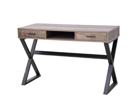 JR Home Collection Industrial Look X Desk with Drawers