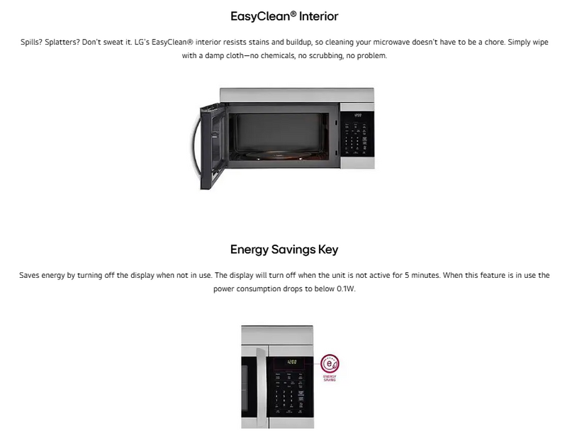 LG 1.7 cu. ft. Stainless-steel Over-the-range Microwave with EasyClean Interior