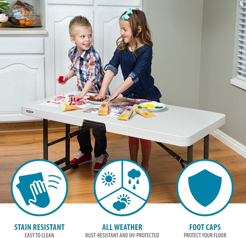 Lifetime 4-Foot Commercial Adjustable Folding Table, Almond
