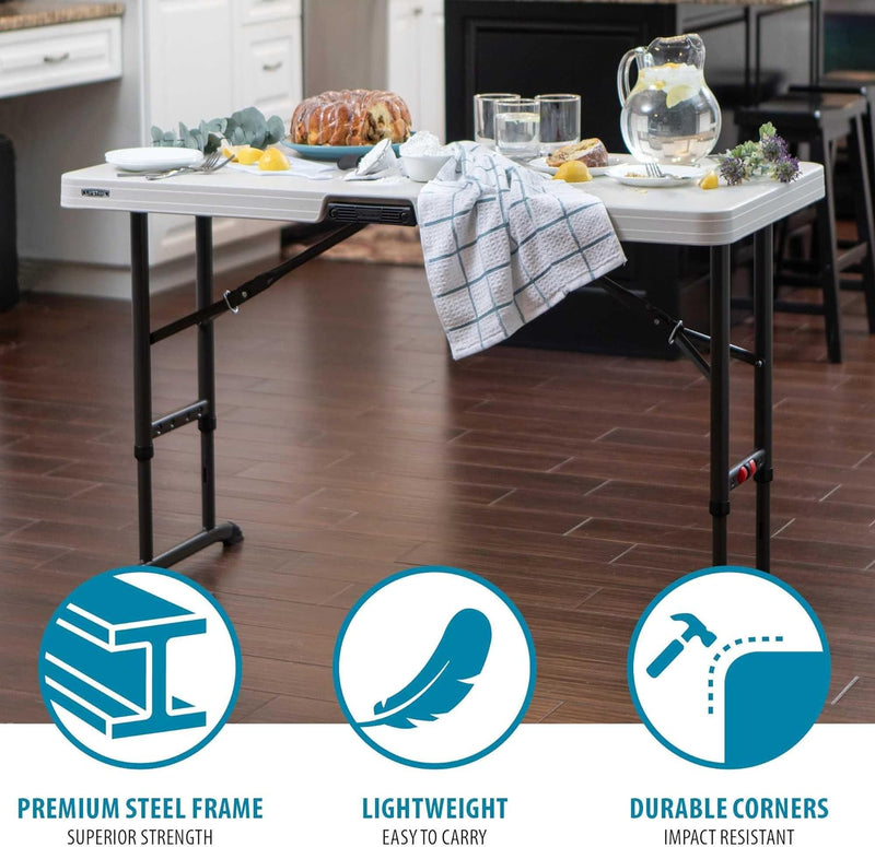 Lifetime 4-Foot Commercial Adjustable Folding Table, Almond