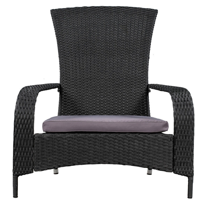 Patioflare Comfort Height Muskoka Chair, Black Wicker and Dark Grey Cushions