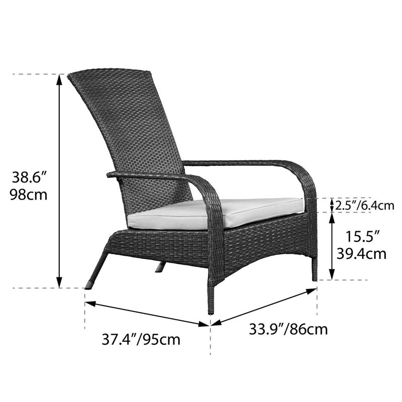 Patioflare Comfort Height Muskoka Chair, Black Wicker and Dark Grey Cushions