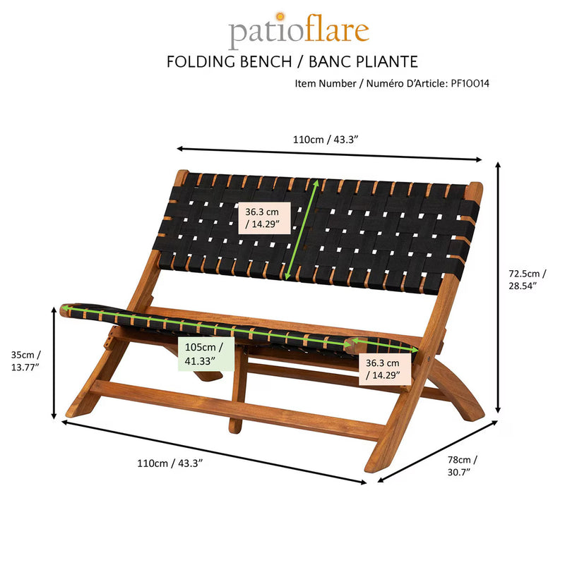 PATIOFLARE NYLON WEAVE FOLDING BENCH