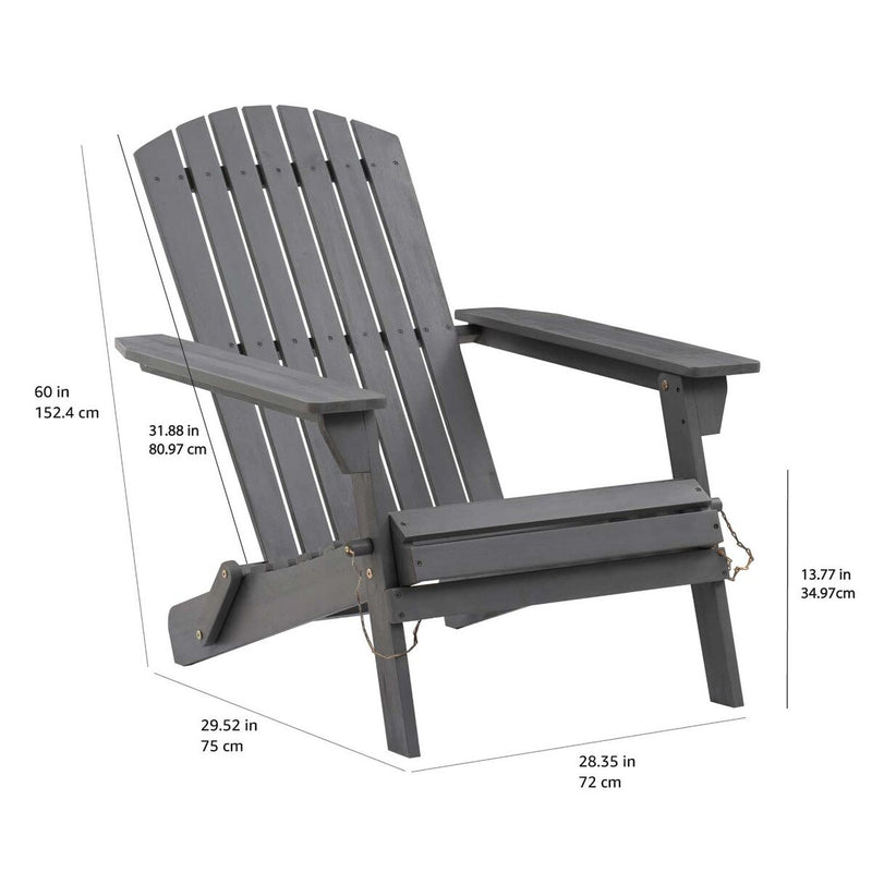 PATIOFLARE FOLDABLE FSC ACACIA ADIRONDACK PATIO CHAIR, GREY (Per Chair)