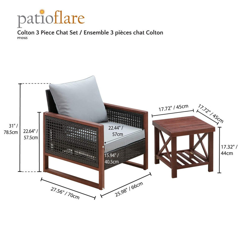 PATIOFLARE COLTON 3-PIECE CHAT SET