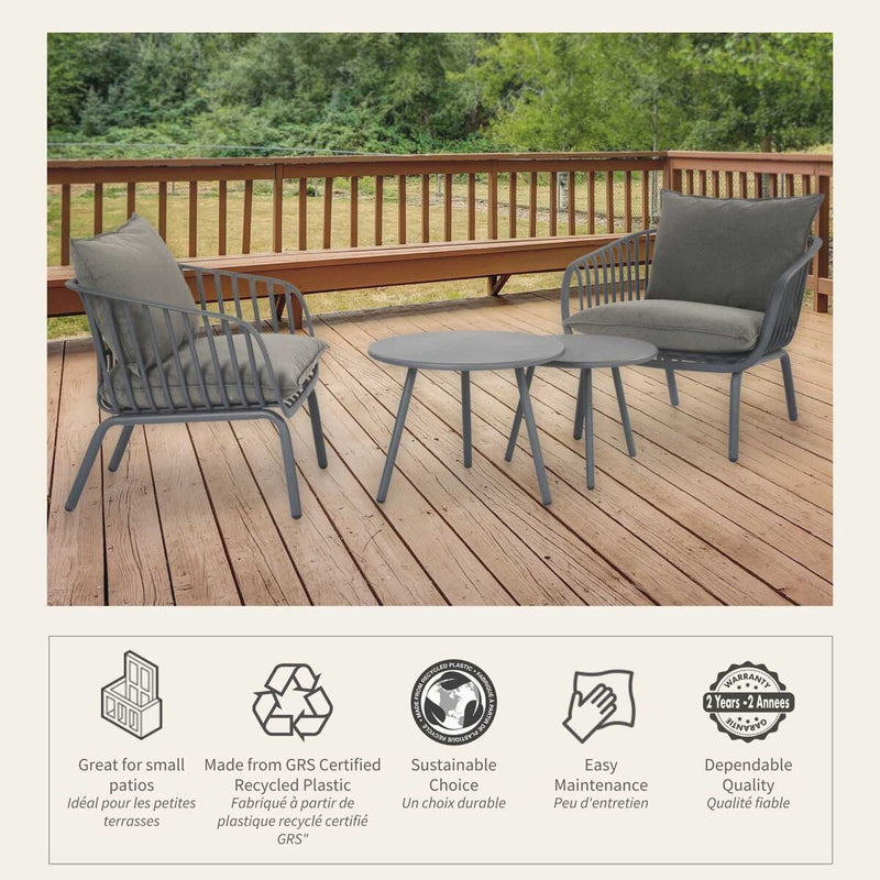 Patioflare Balcony Collection GRS Recycled Plastic Vista Chat Set