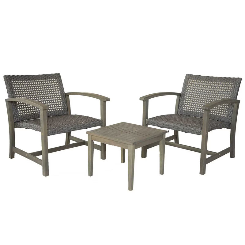 PATIOFLARE GALENA FSC ACACIA WOOD AND WICKER OVERSIZED BISTRO SET