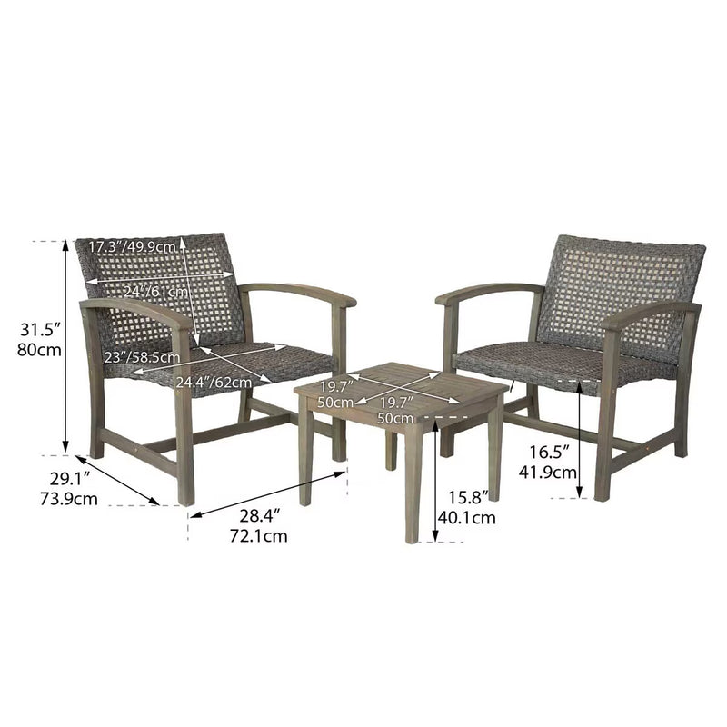 PATIOFLARE GALENA FSC ACACIA WOOD AND WICKER OVERSIZED BISTRO SET