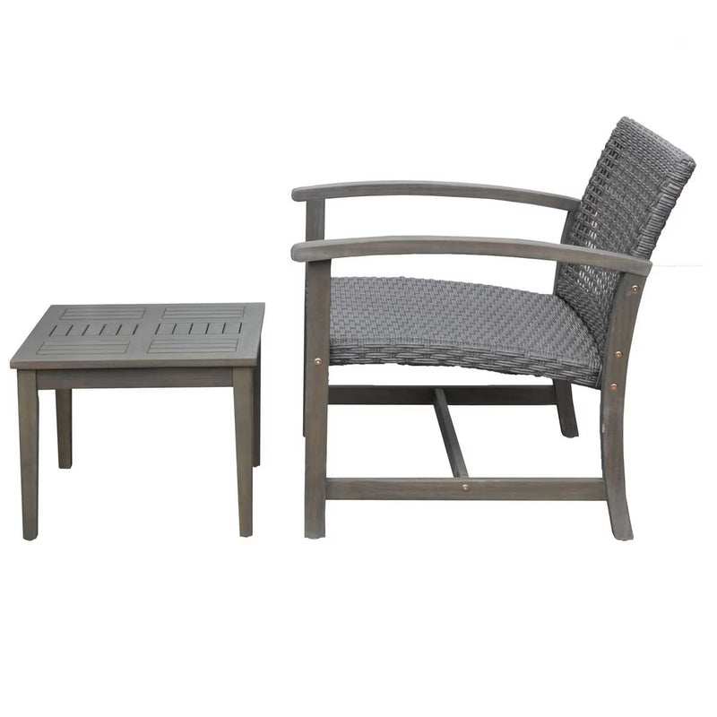 PATIOFLARE GALENA FSC ACACIA WOOD AND WICKER OVERSIZED BISTRO SET