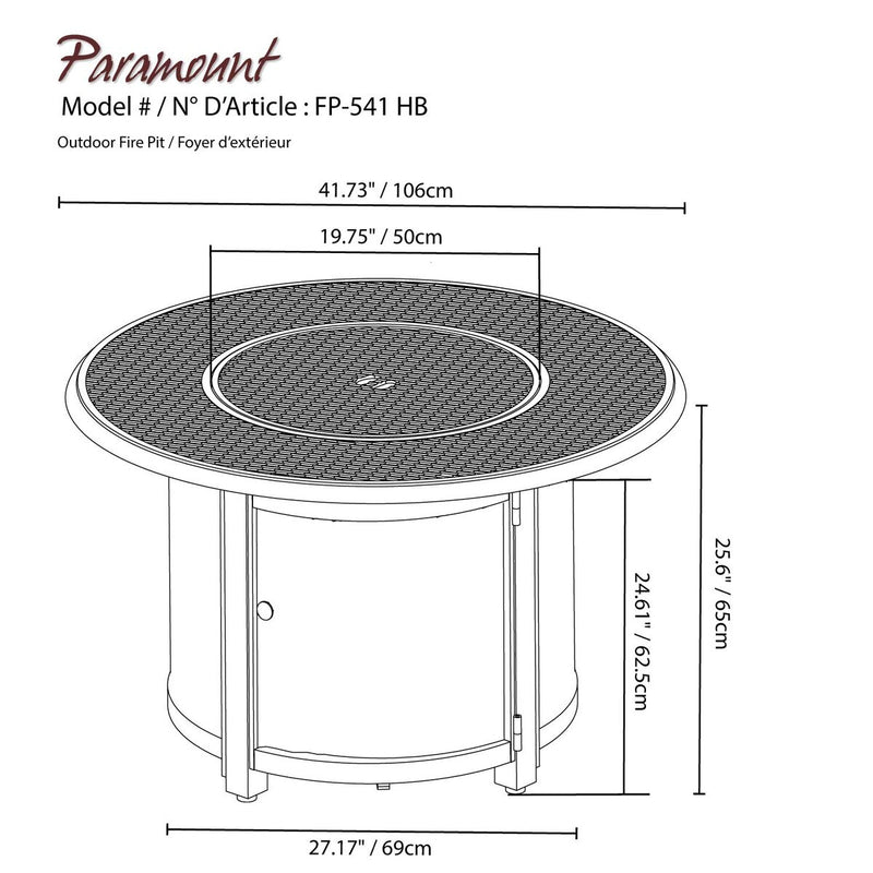 Paramount Alan Stamped Convertible Aluminum Fire Table, Round