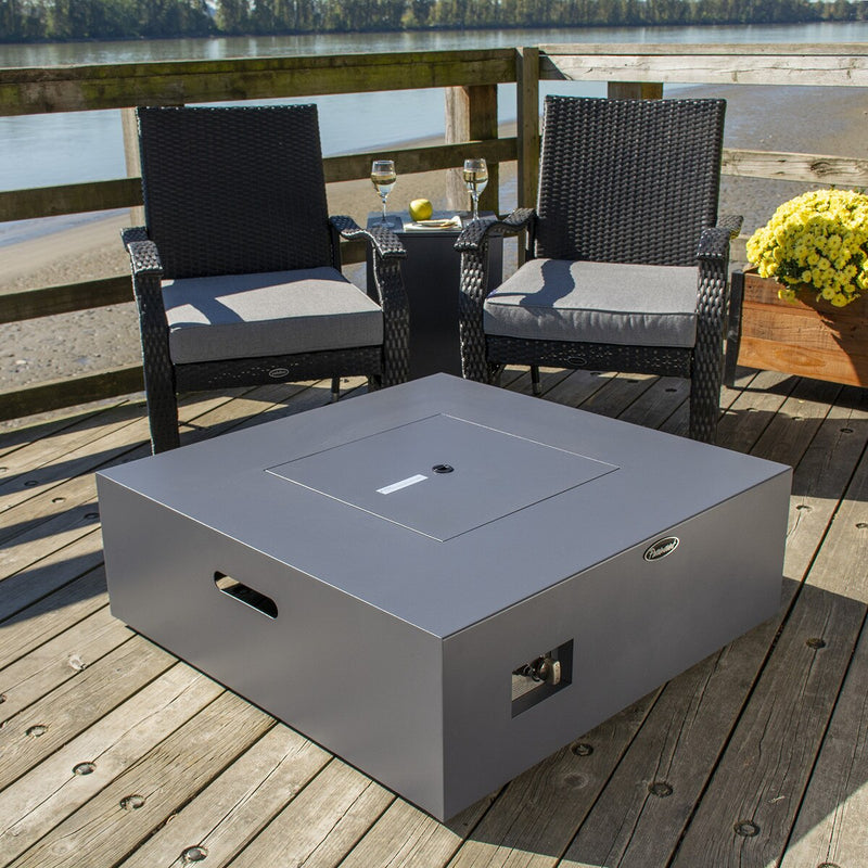 Paramount Concrete Look Convertible Aluminum Fire Table, Low Square