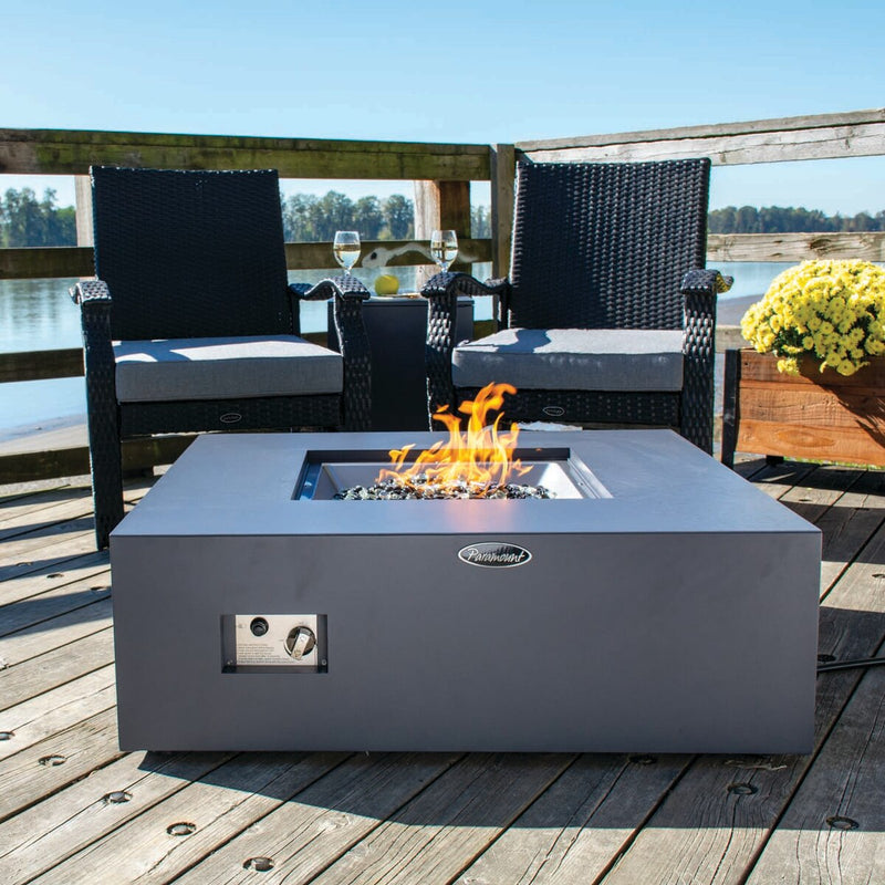 Paramount Concrete Look Convertible Aluminum Fire Table, Low Square