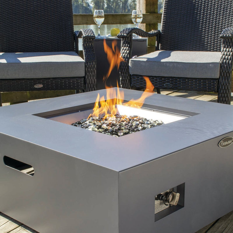 Paramount Concrete Look Convertible Aluminum Fire Table, Low Square