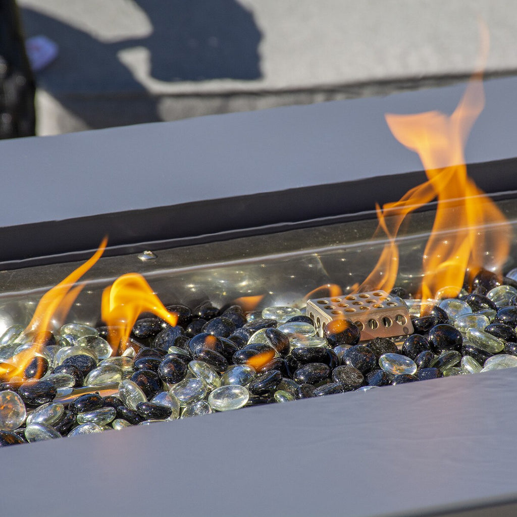 Paramount Fire Table Linear Paramount Concrete Look Convertible Aluminum Fire Table, Tall Rectangu