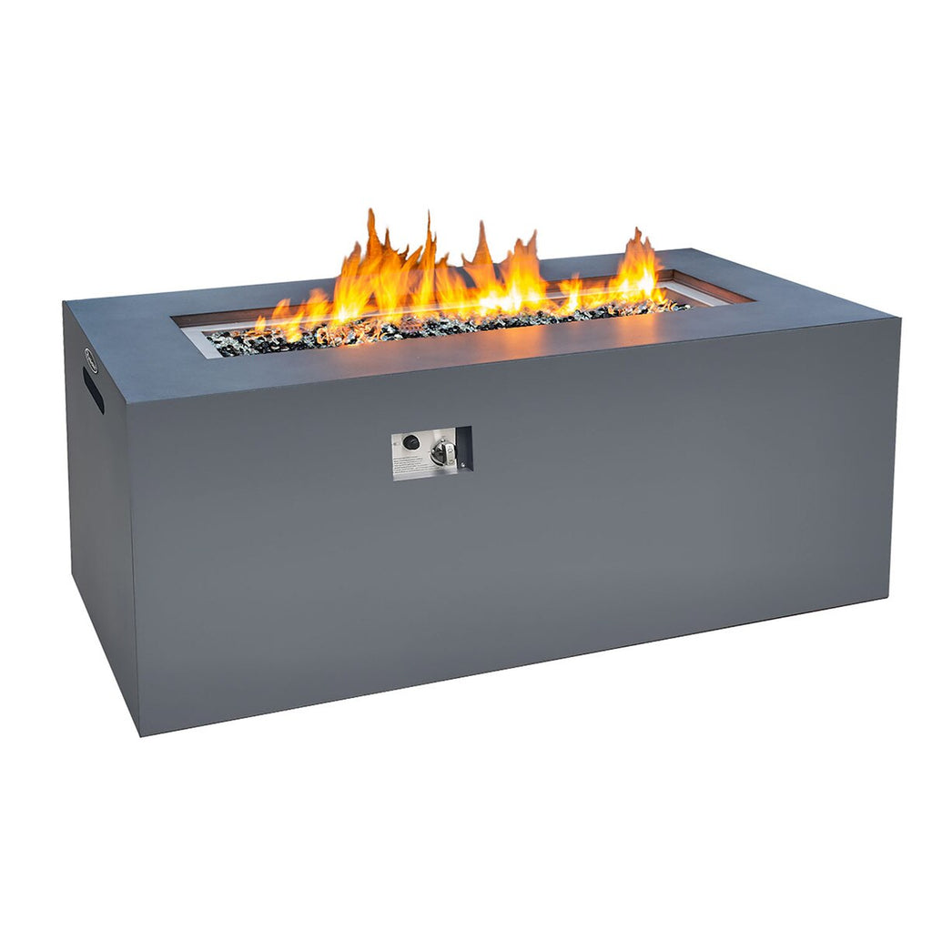 Paramount Fire Table Linear Paramount Concrete Look Convertible Aluminum Fire Table, Tall Rectangu