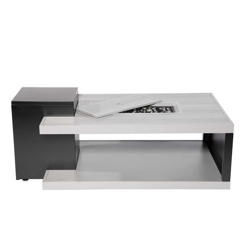 Paramount Dray Aluminum Convertible Fire Table, Rectangular, Black and Grey