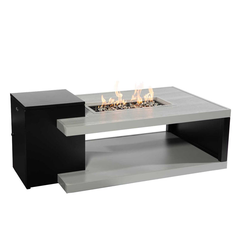 Paramount Dray Aluminum Convertible Fire Table, Rectangular, Black and Grey