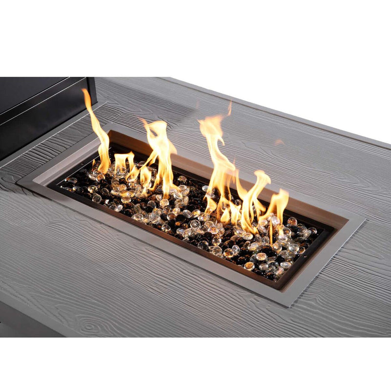 Paramount Dray Aluminum Convertible Fire Table, Rectangular, Black and Grey