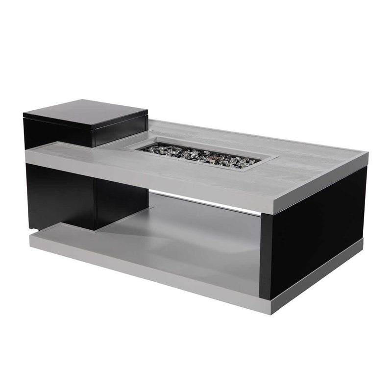 Paramount Dray Aluminum Convertible Fire Table, Rectangular, Black and Grey