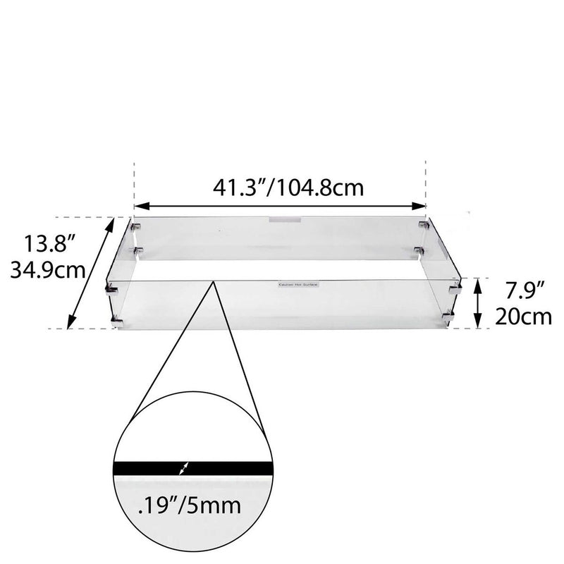 Paramount Fire Table Wind Guard, 42IN Rectangular