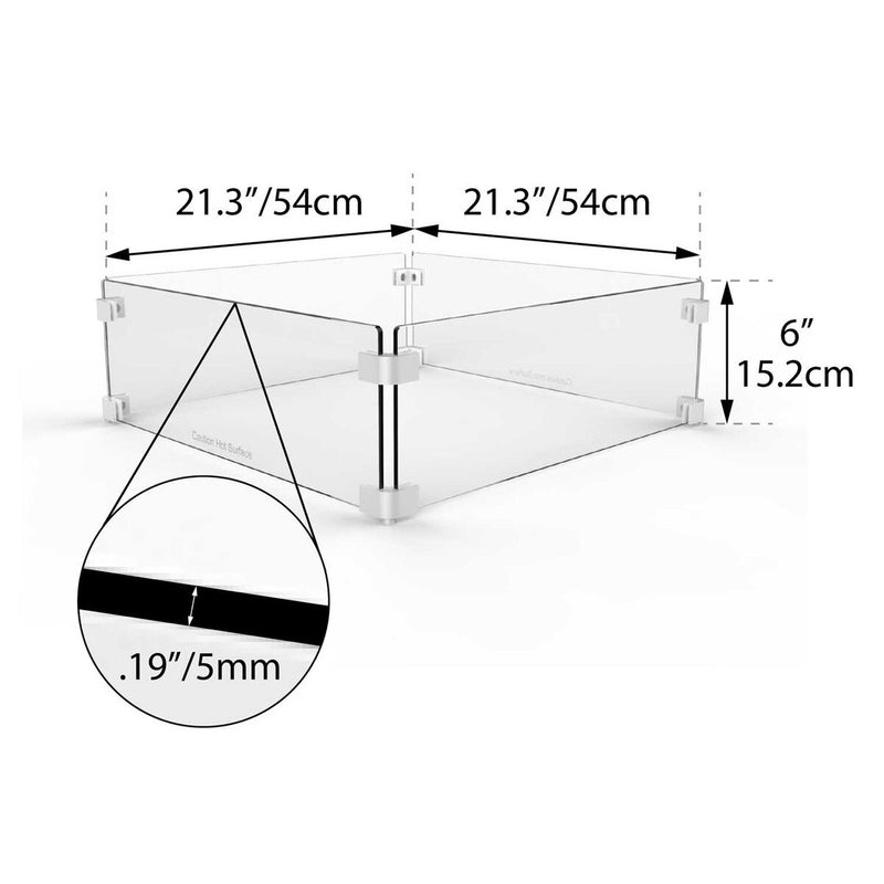 Paramount Fire Table Wind Guard, Square