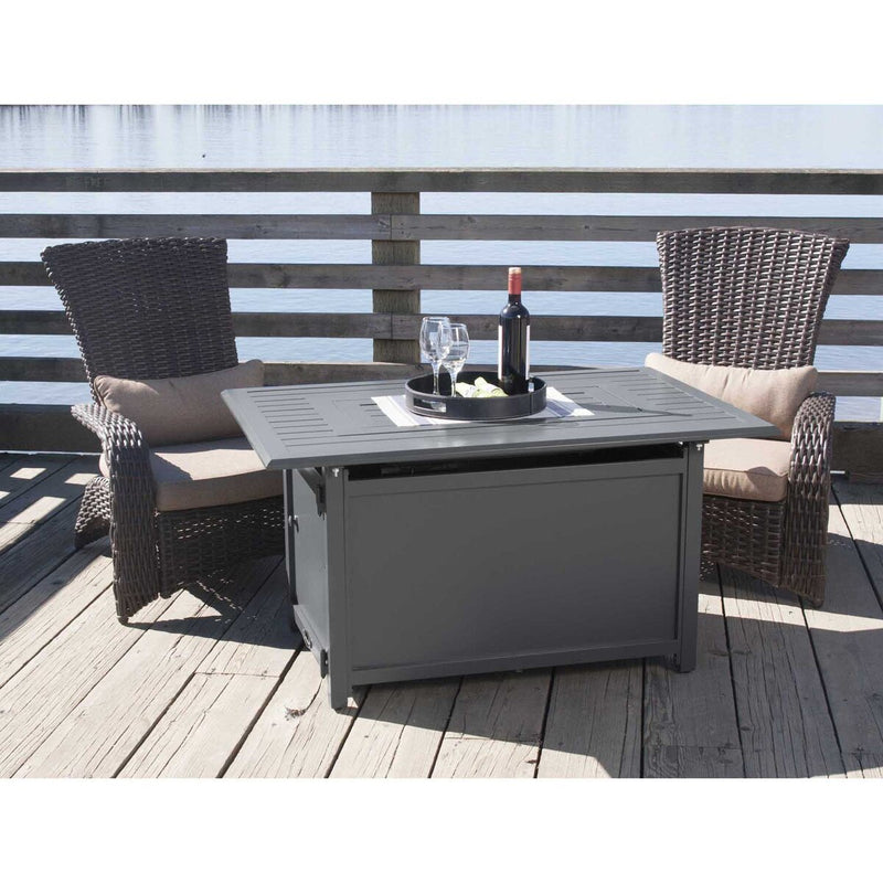 Paramount Gale Aluminum Convertible Fire Table, Rectangular, Battleship Grey