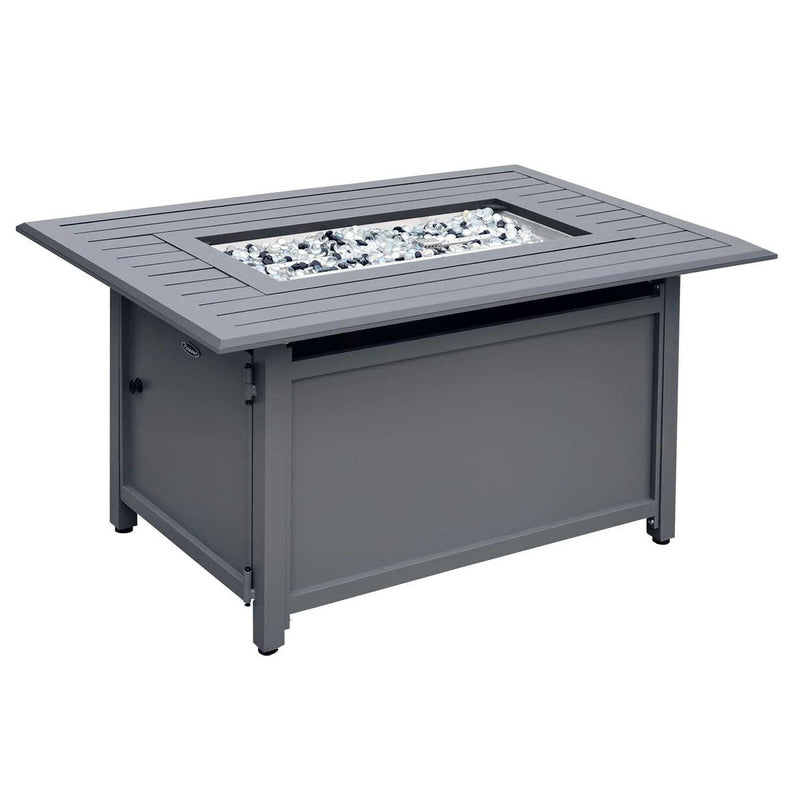 Paramount Gale Aluminum Convertible Fire Table, Rectangular, Battleship Grey