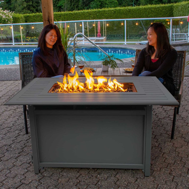 Paramount Gale Aluminum Convertible Fire Table, Rectangular, Battleship Grey