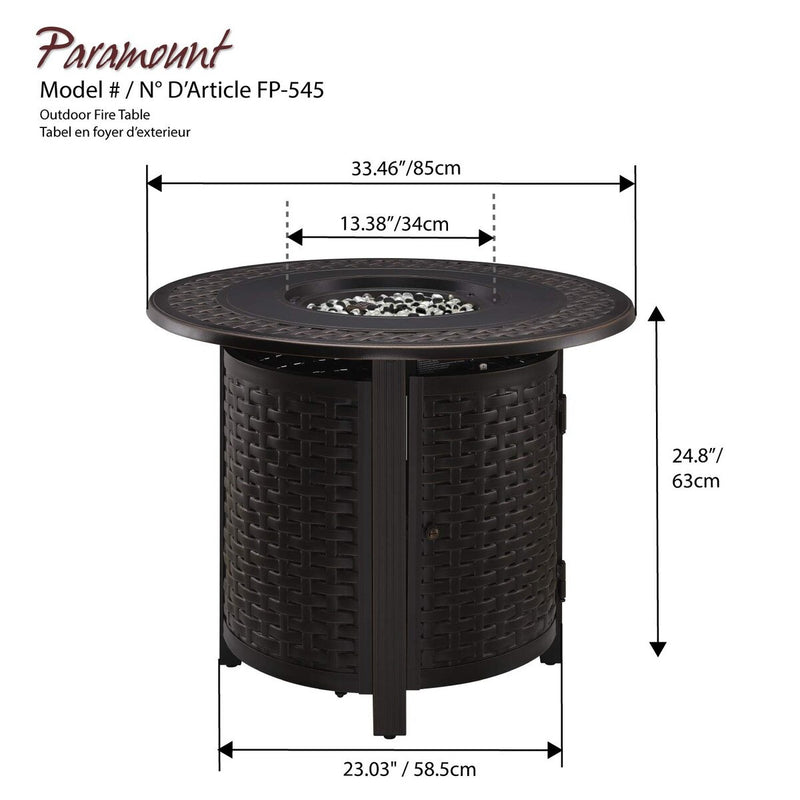 Paramount Isaac Convertible Aluminum Firepit Table, Round