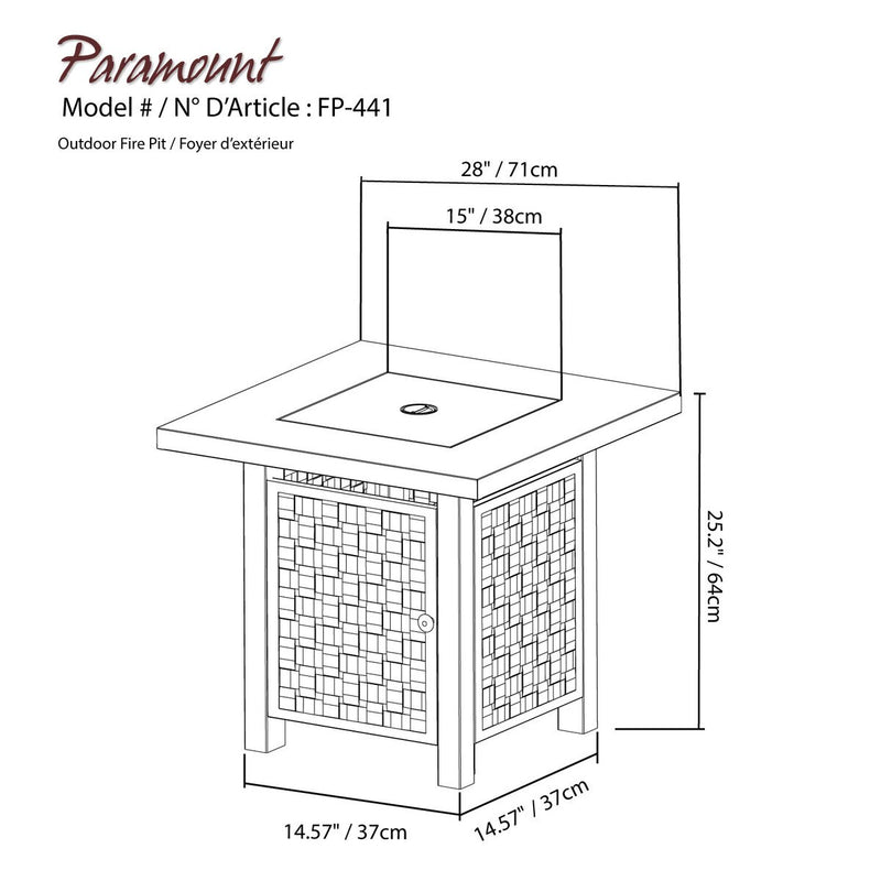 Paramount Laureen Steel Fire Table, Kaffee