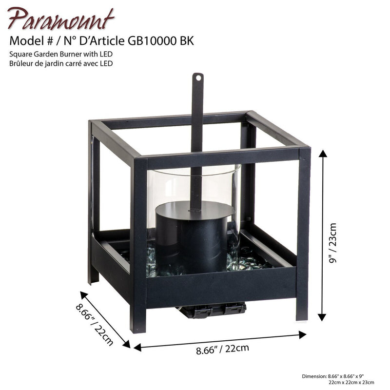 Paramount Metal Square Garden Burner with LED Lights