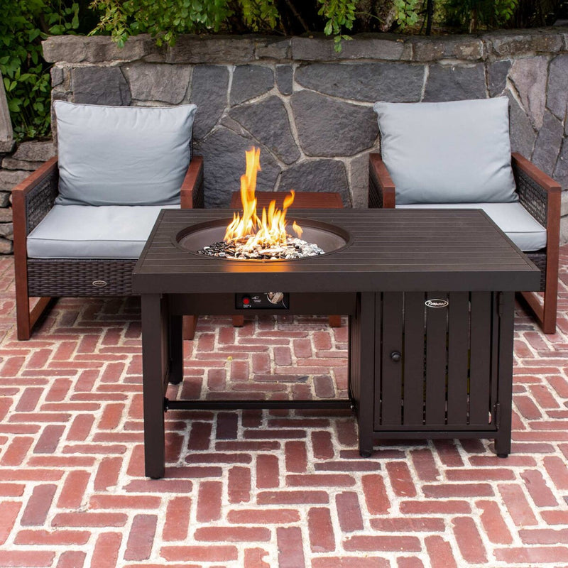 Paramount Offset Convertible Aluminum Fire Table, Rectangular