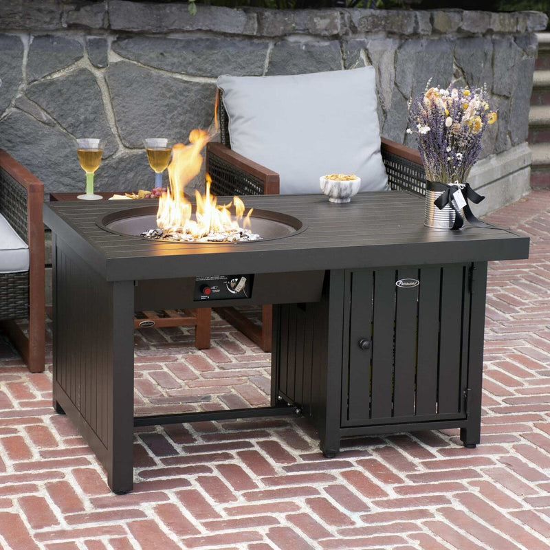 Paramount Offset Convertible Aluminum Fire Table, Rectangular