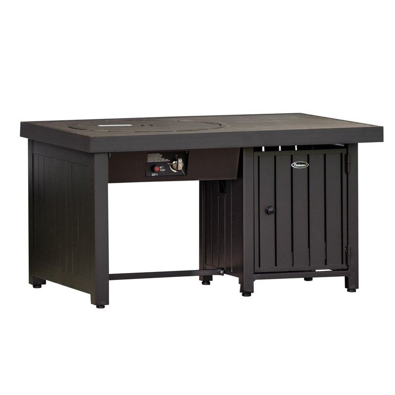 Paramount Offset Convertible Aluminum Fire Table, Rectangular