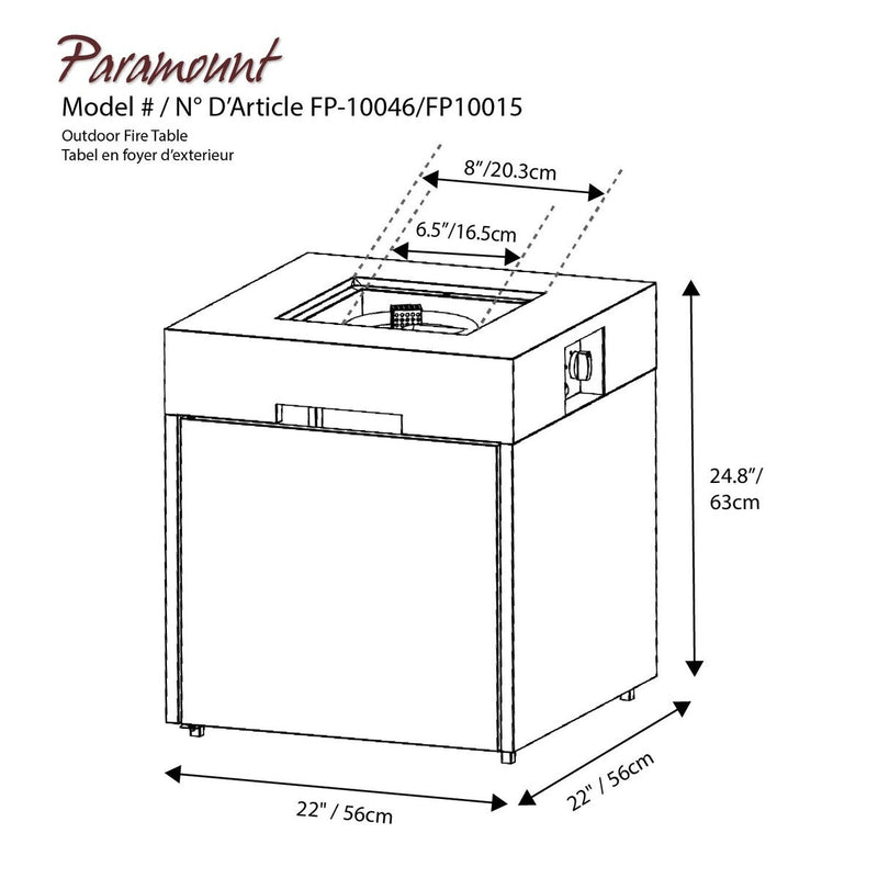 Paramount Pacific Small Space Propane Firepit 37,000 BTU