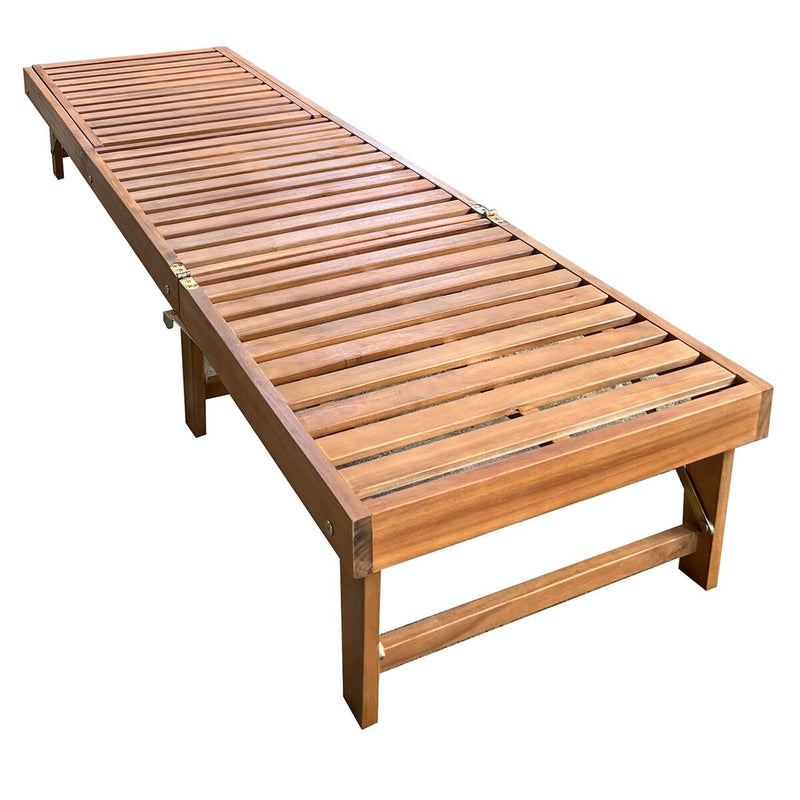 Patioflare Acacia Wood Foldable Lounger with Cushion