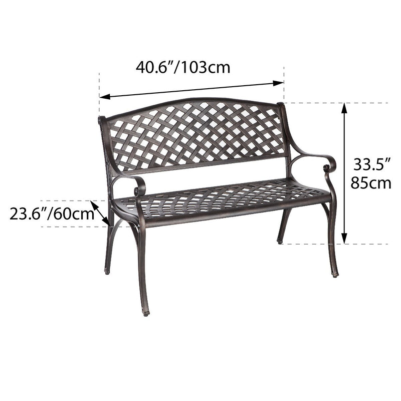 Patioflare Cast Aluminum Bench.