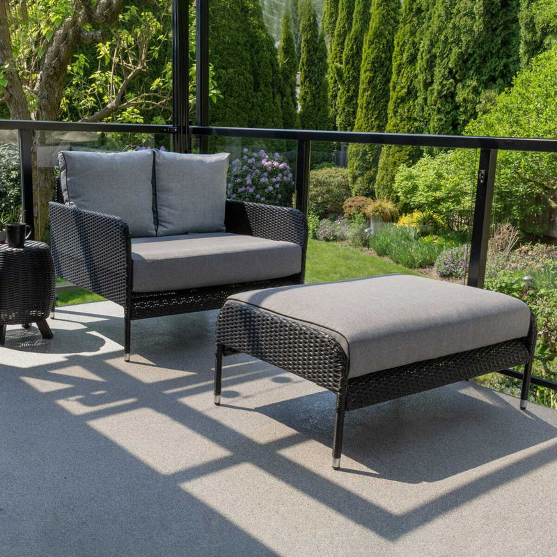 Patioflare Herman 2 PC Aluminum Oversized Lounger, Black/Grey