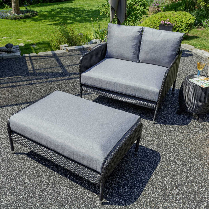 Patioflare Herman 2 PC Aluminum Oversized Lounger, Black/Grey