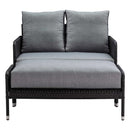Patioflare Herman 2 PC Aluminum Oversized Lounger, Black/Grey
