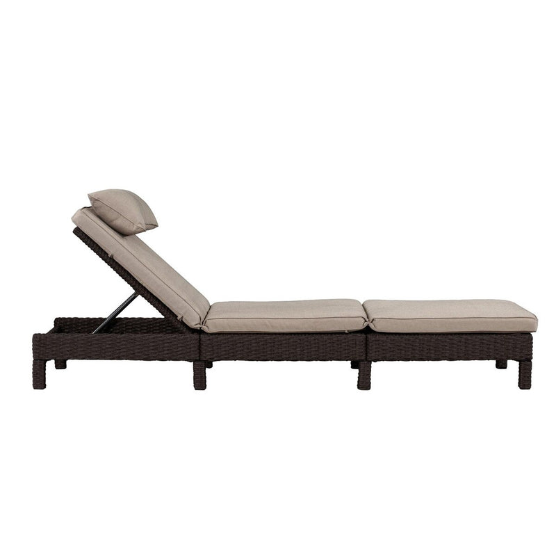 Patioflare Laura Lounger, Chocolate Brown Wicker and Beige Cushions