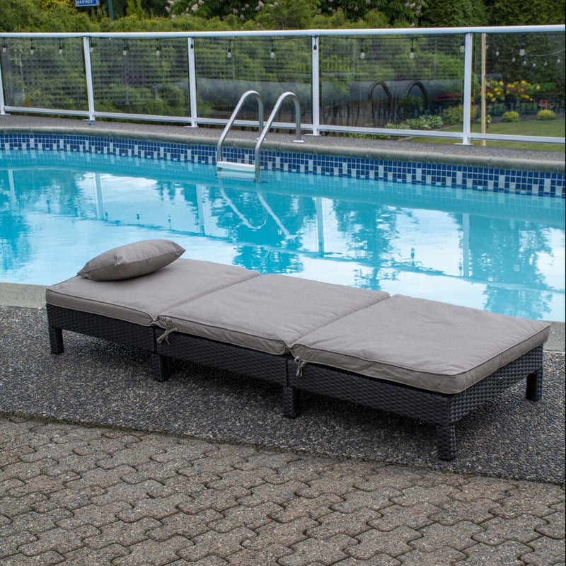 Patioflare Laura Lounger, Chocolate Brown Wicker and Beige Cushions