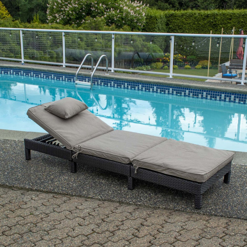 Patioflare Laura Lounger, Chocolate Brown Wicker and Beige Cushions