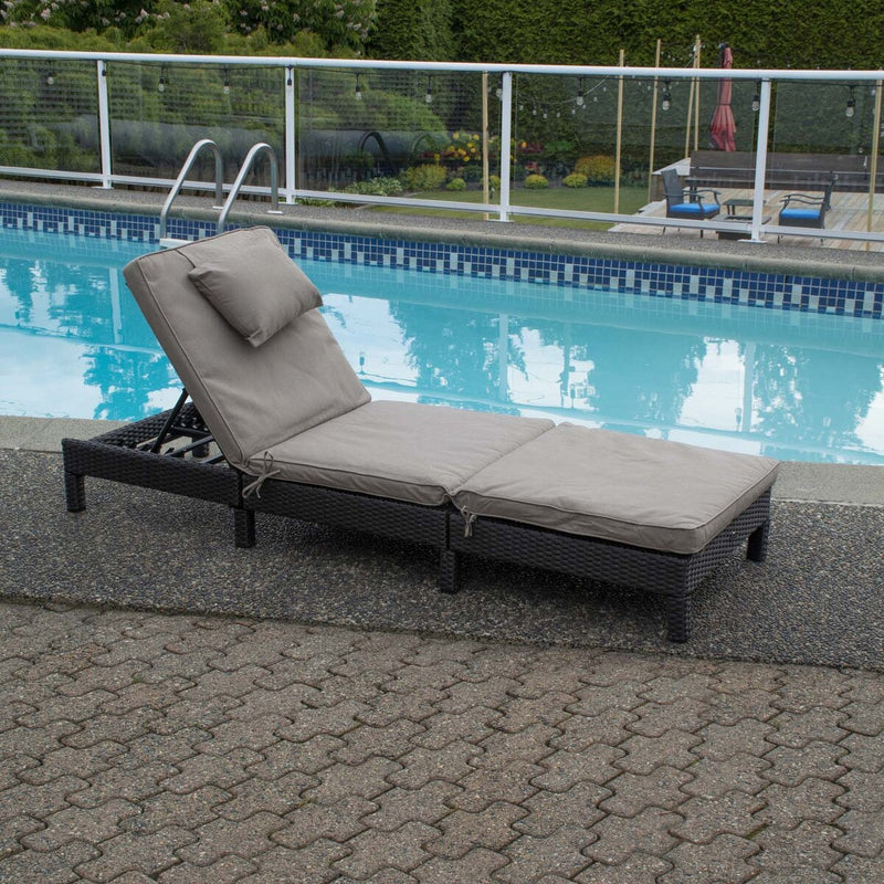 Patioflare Laura Lounger, Chocolate Brown Wicker and Beige Cushions