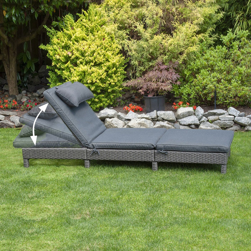 Patioflare Laura Lounger, Grey Wicker and Dark Grey Cushions