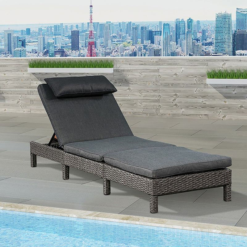 Patioflare Laura Lounger, Grey Wicker and Dark Grey Cushions