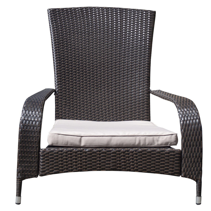 Patioflare Muskoka Chair, Caramel Brown Wicker and Beige Cushions