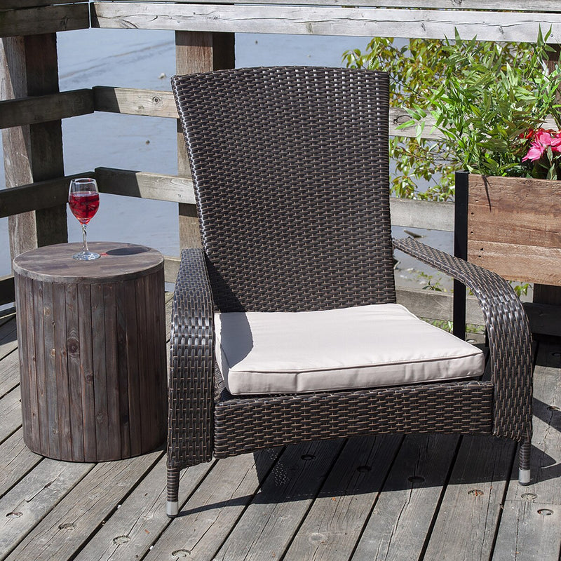 Patioflare Muskoka Chair, Caramel Brown Wicker and Beige Cushions