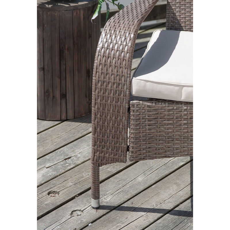 Patioflare Muskoka Chair, Light Brown Wicker and Beige Cushions